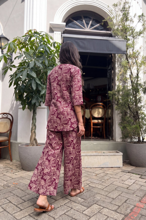 Plum Paisley Cotton Co-ord Set