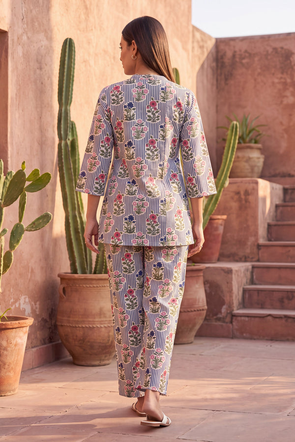 Misty Bluebell Angrakha Cotton Co-ord Set