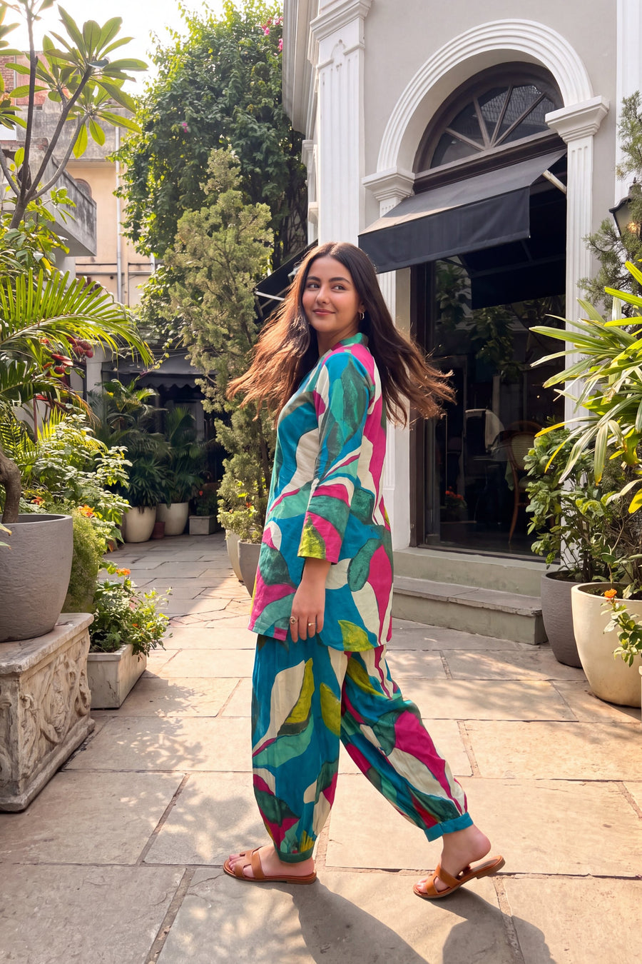 Lagoon Foliage Cotton Farshi Salwar Set — image 1