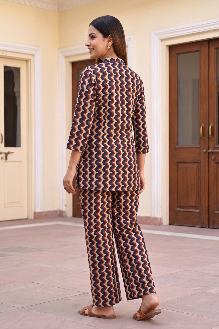 Midnight Chevron Angrakha Cotton Co-ord Set — image 13