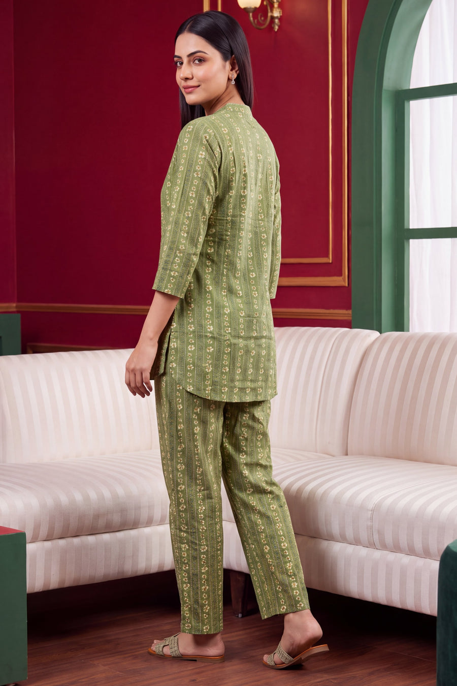 Fern Whisper Angrakha Cotton Co-ord Set — image 3