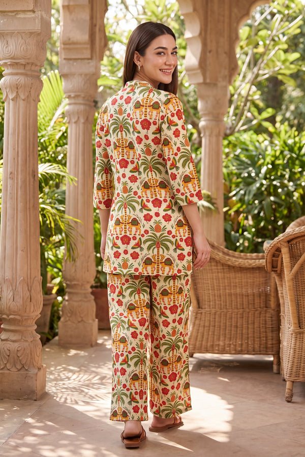 Orchard Bloom Angrakha Cotton Co-ord Set