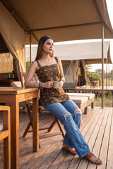 Hearthstone Brown Square Neck Cotton Top