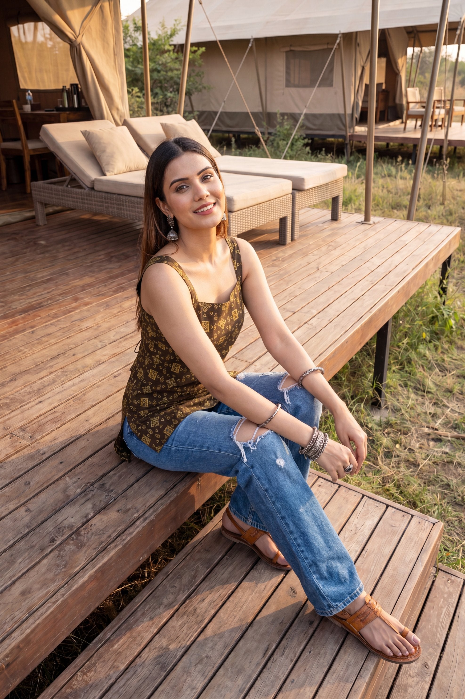 Hearthstone Brown Square Neck Cotton Top