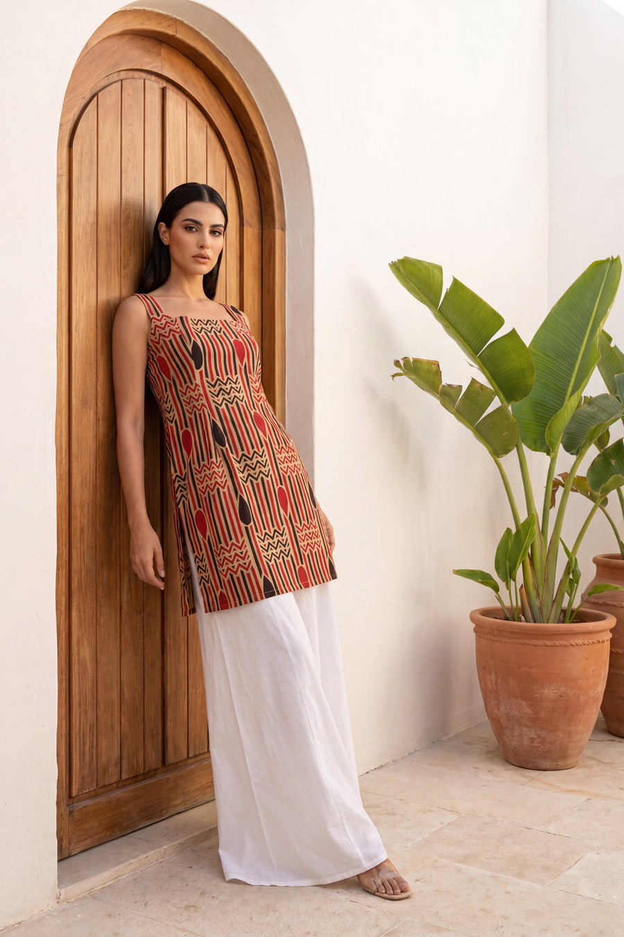 Alleyway Sand Beige Square Neck Cotton Top — image 10