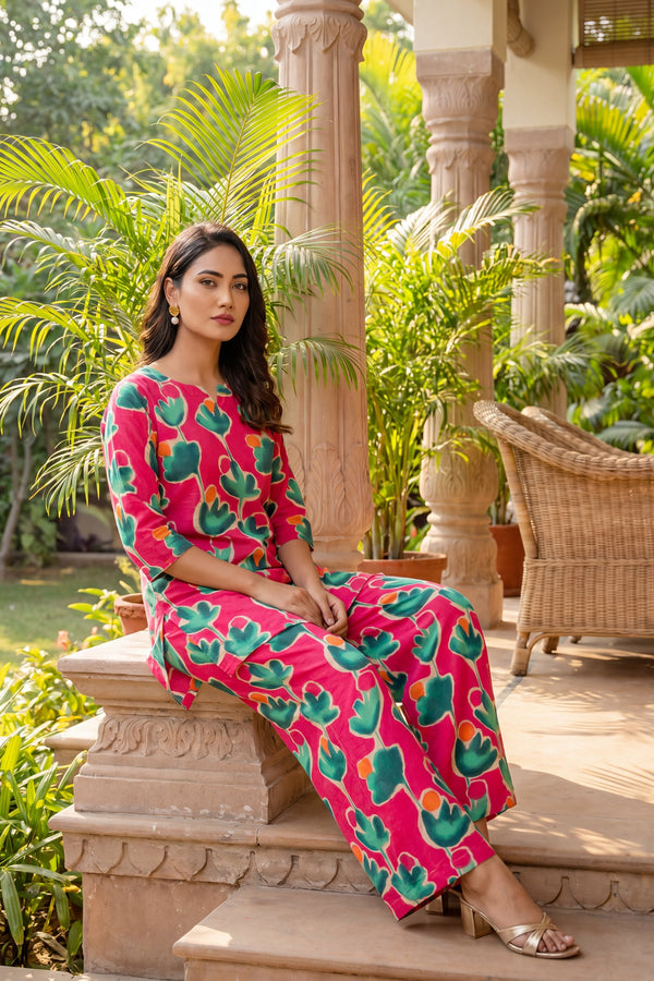 Rosy Garden Botanical Cotton Co-ord Set