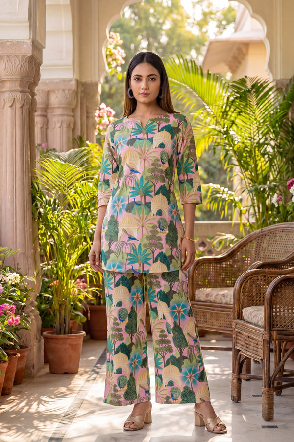 Pink Cotton Botanical Co-ord Set