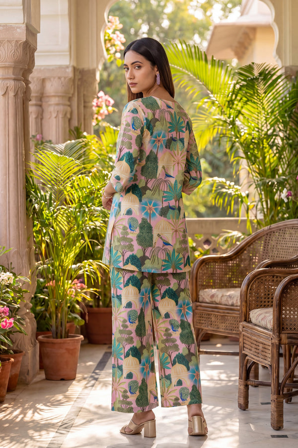 Pink Cotton Botanical Co-ord Set