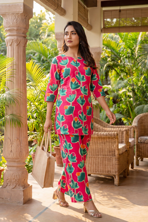 Rosy Garden Botanical Cotton Co-ord Set