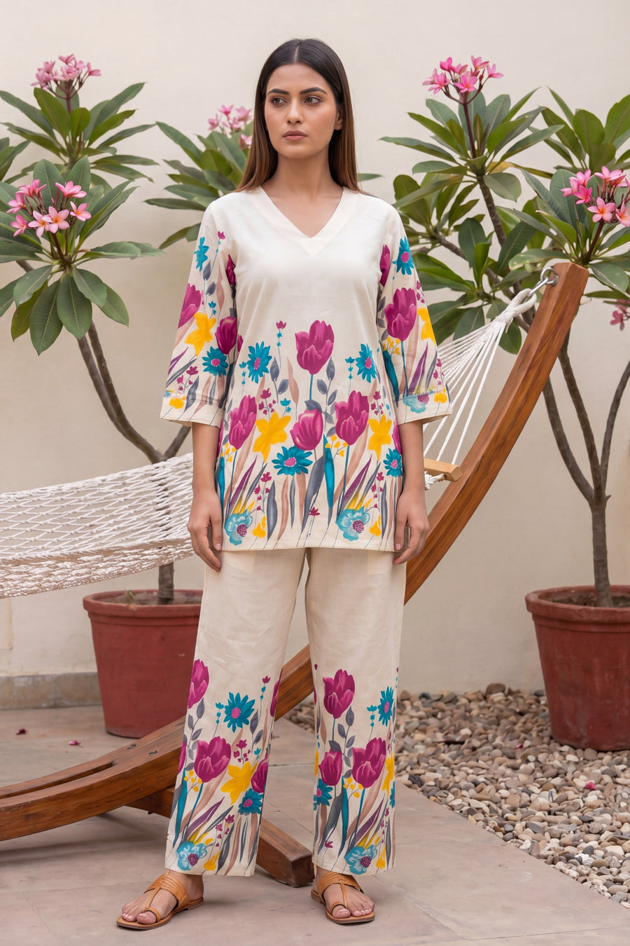 Tulip Garden Ivory Scattered Floral Cotton Co-ord Set — image 8