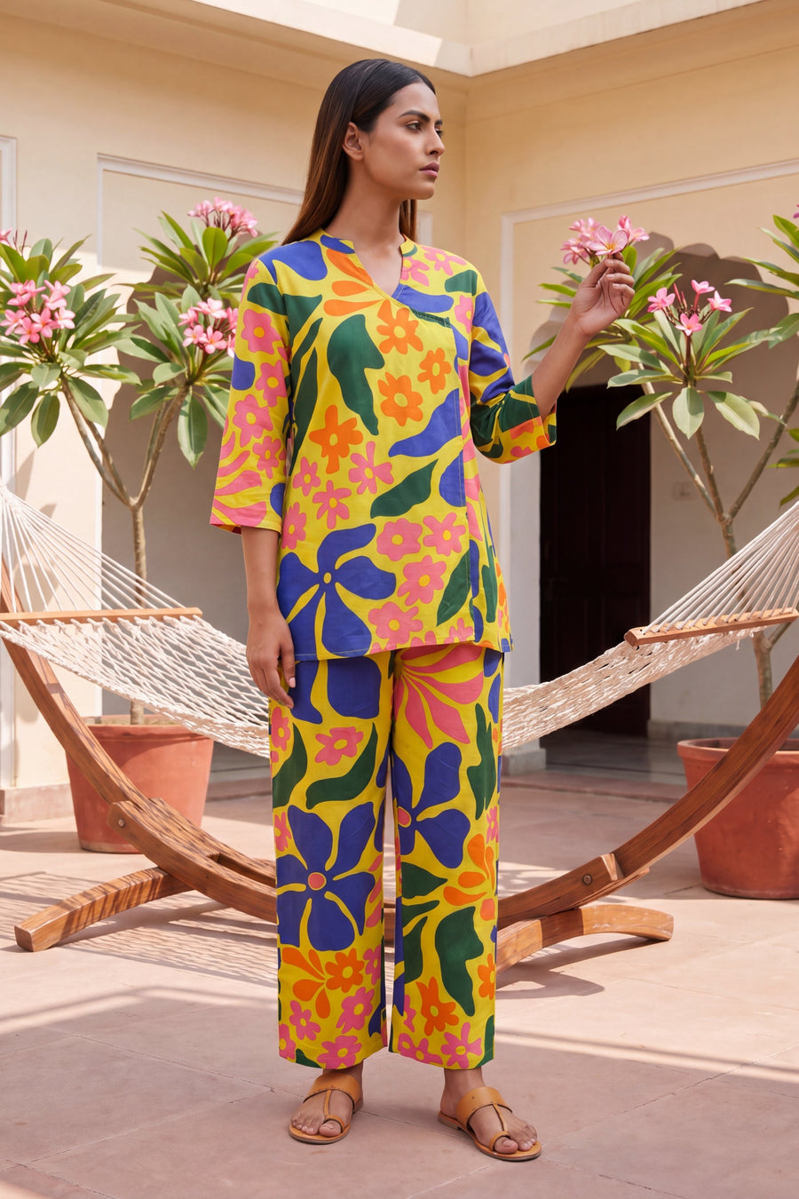 Dusk Saffron Tropical Floral Cotton Co-ord Set — image 8