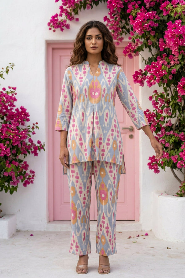 Eternal Echo Grey-Blue Cotton Co-ord Set