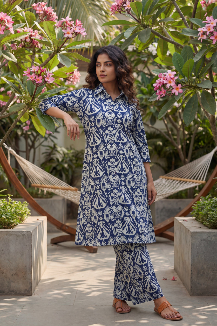 Indigo Damask Navy Cotton Co-ord Set — image 7