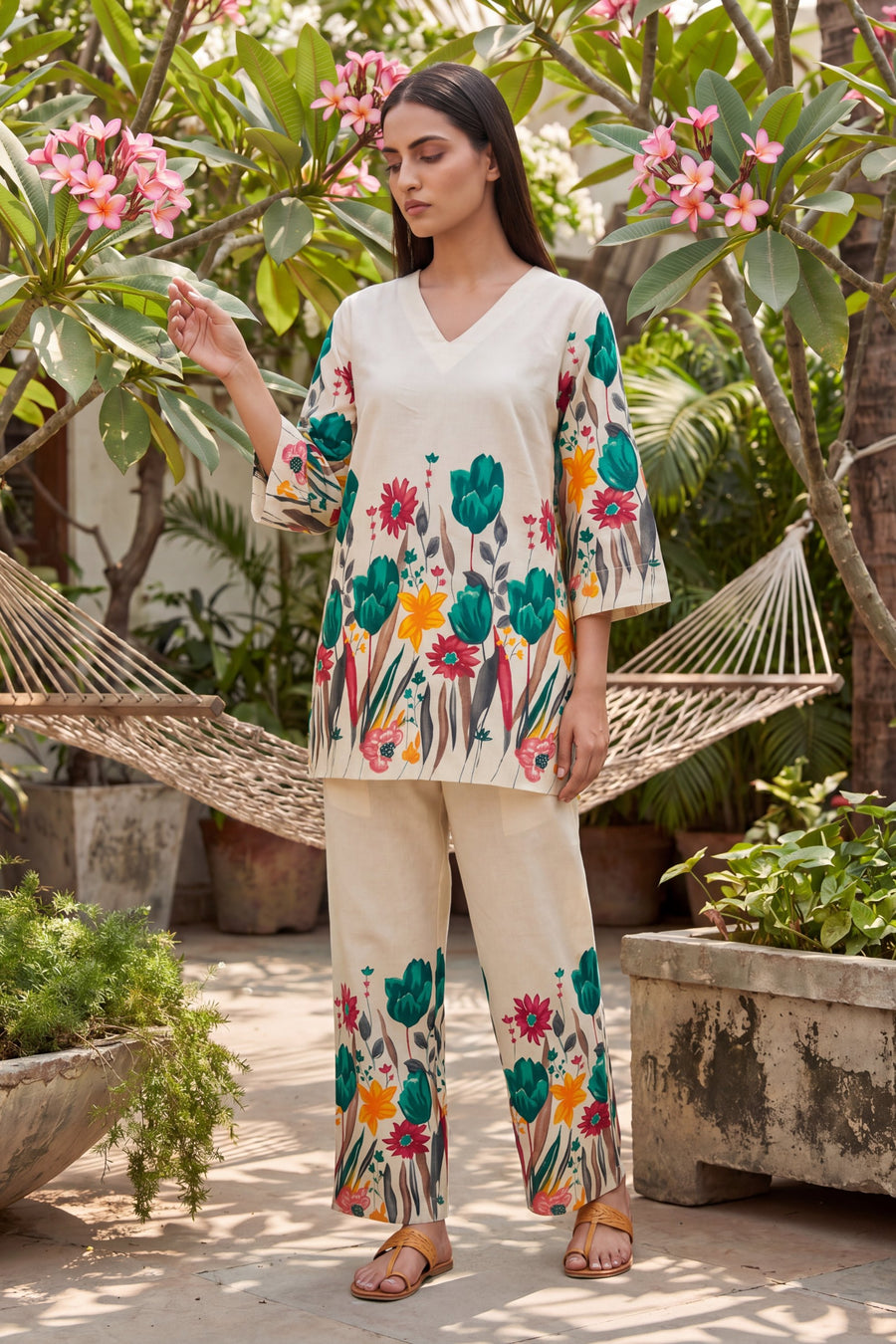 Ivory Scattered Floral Cotton Co-ord Set — image 7