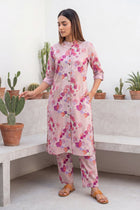 Petal Whisper Pink Mandarin Cotton Co-ord Set