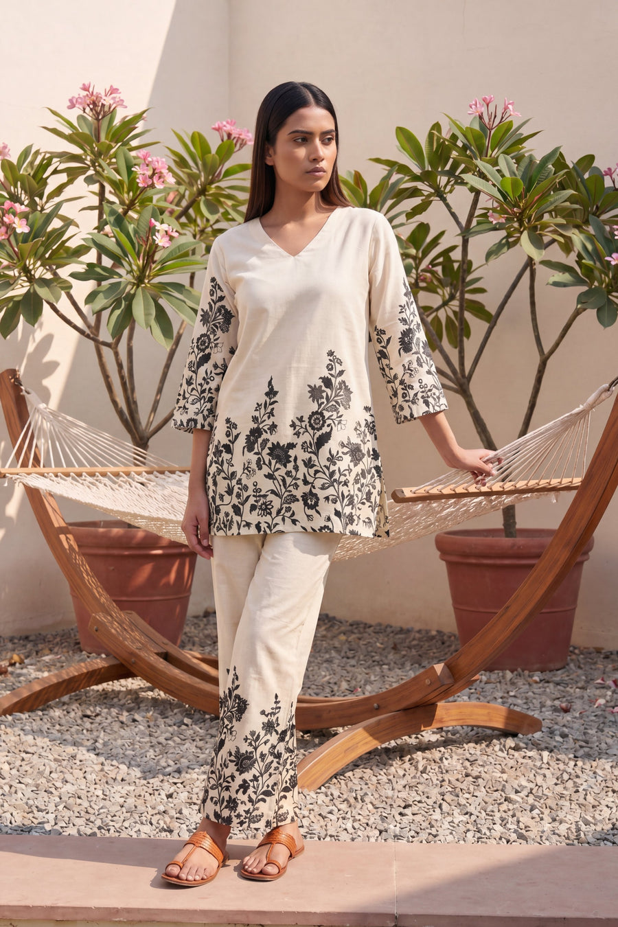 Trail Ivory Floral Embroidered Cotton Co-ord Set — image 7