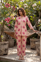Blossom Stripe Peach Cotton Co-ord Set