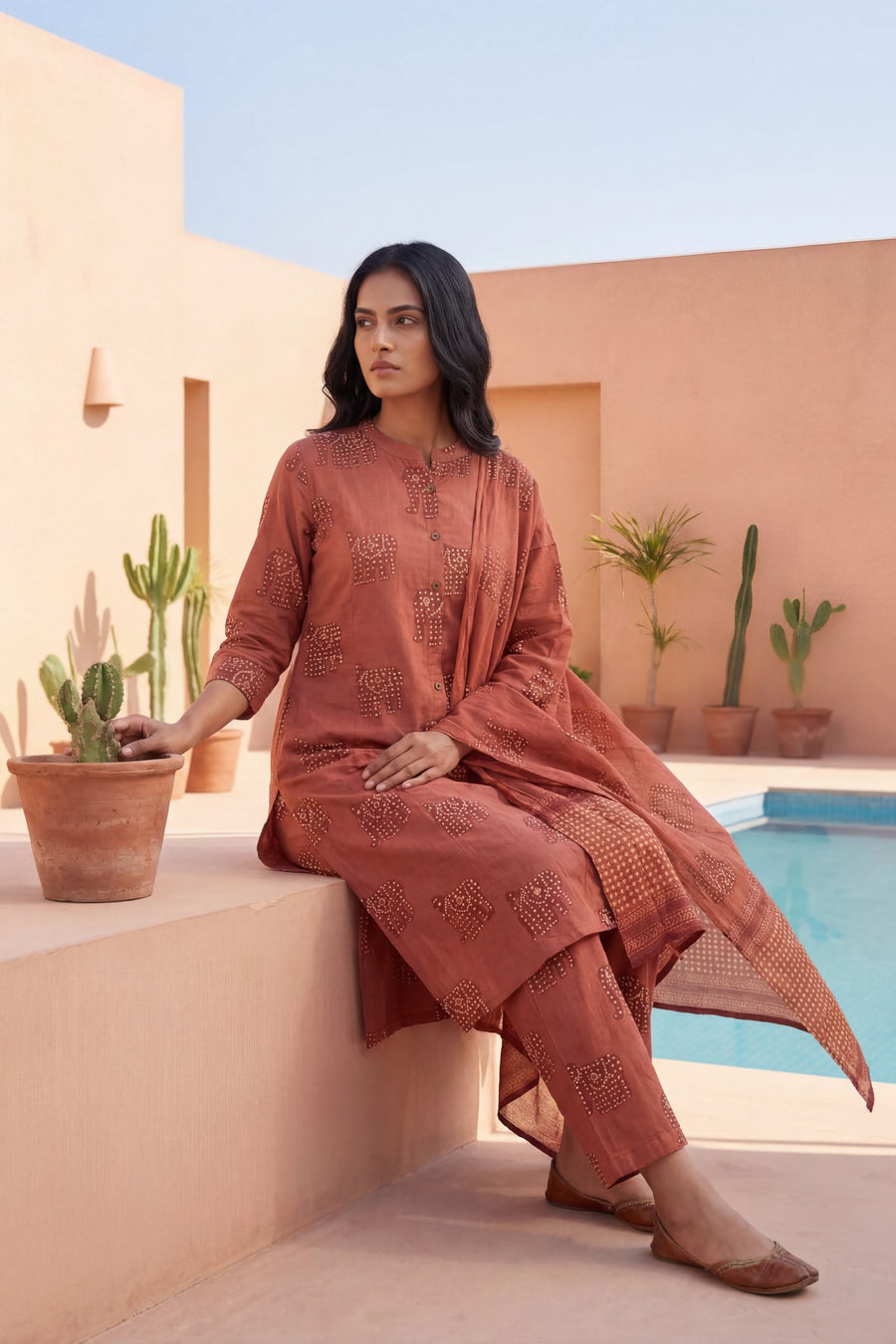 Sienna Folk Sovereign Elephant Cotton Dupatta Set — image 8