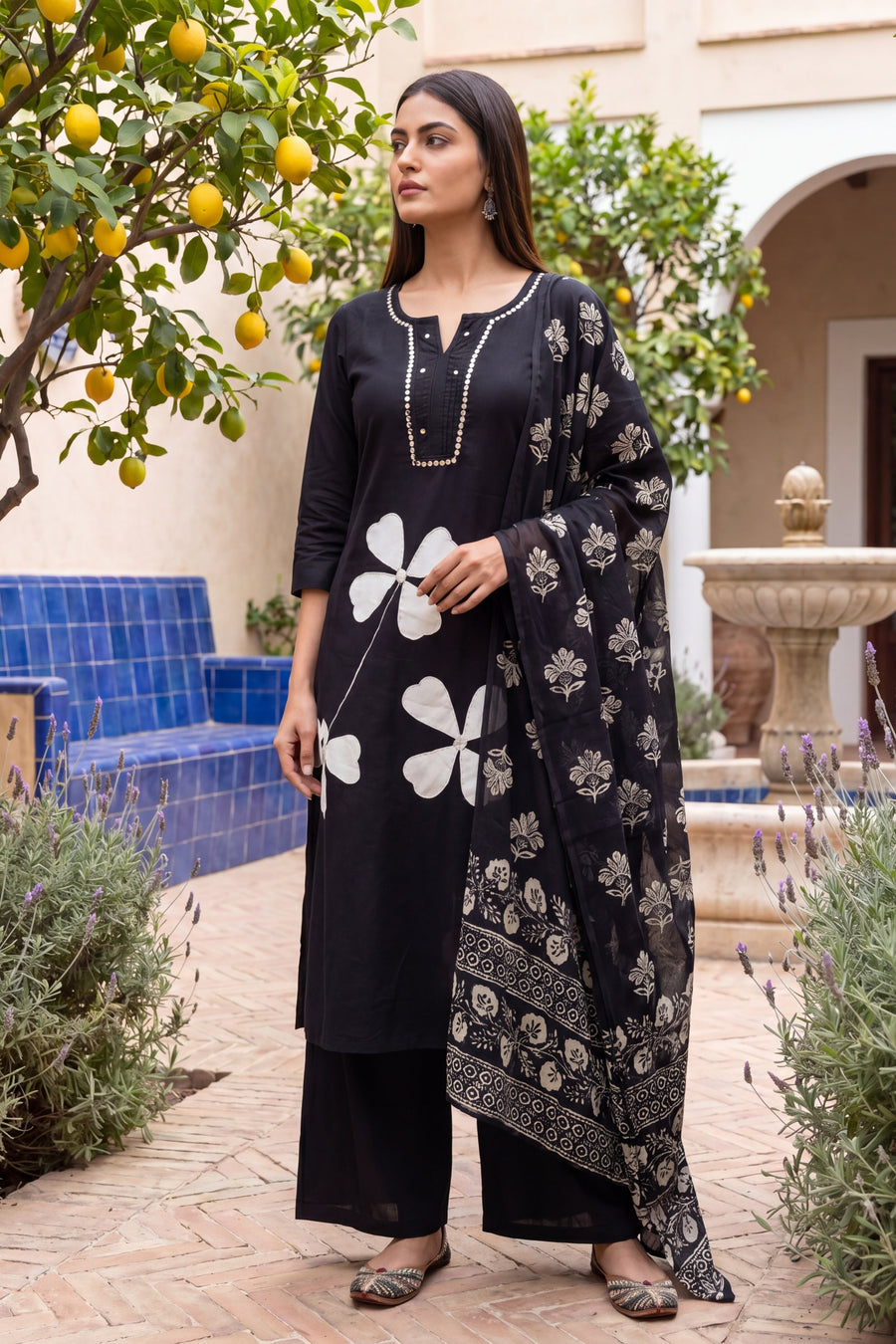 Onyx Shade Floral Embroidered Cotton Suit Set — image 5