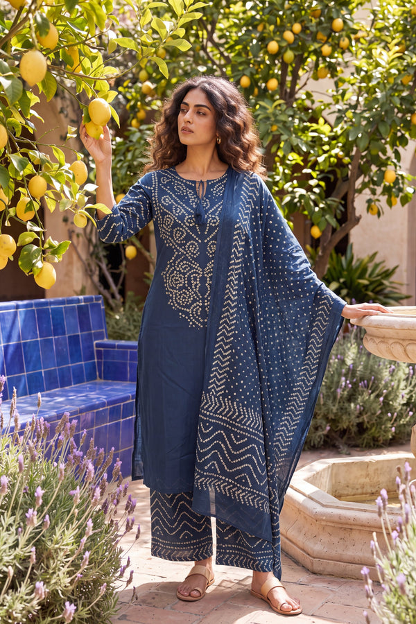 Royal Market Blue Cotton Suit Set