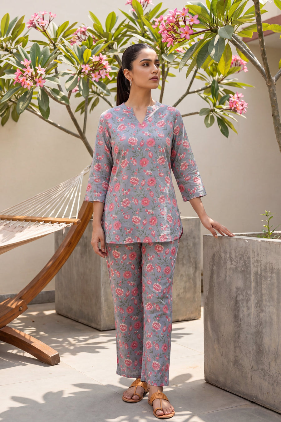 Rosewood Cluster Slate Blue Floral Cotton Co-ord Set — image 7
