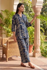 Midnight Reverie Navy Anghrakha Cotton Co-ord Set