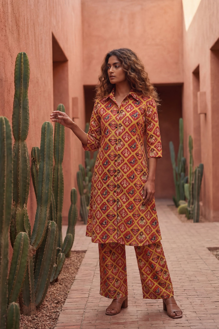 Crimson Ikat Heritage Cotton Co-ord Set — image 16