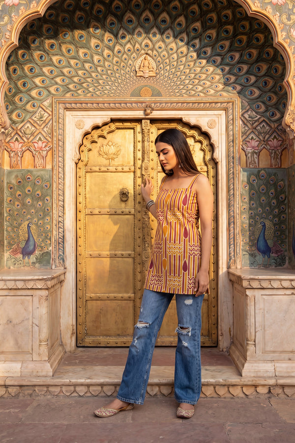 Cloud Beige Square Neck Cotton Top
