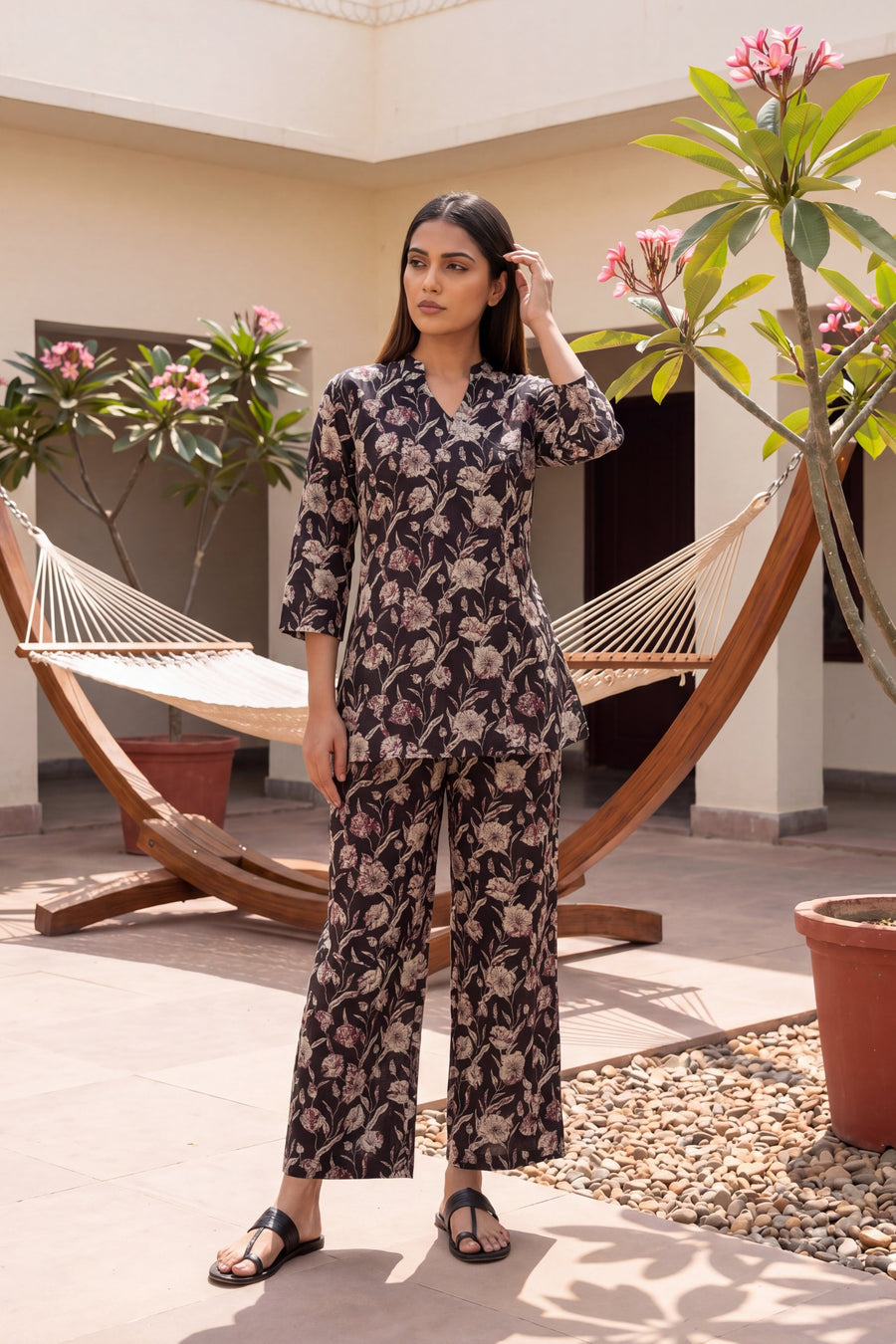 Nocturne Bloom Onyx Floral Cotton Co-ord Set — image 6