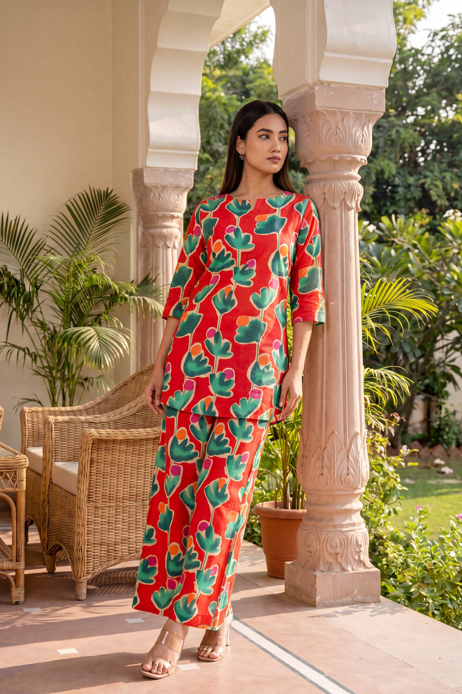 Crimson Petal Cotton Co-ord Set — image 2