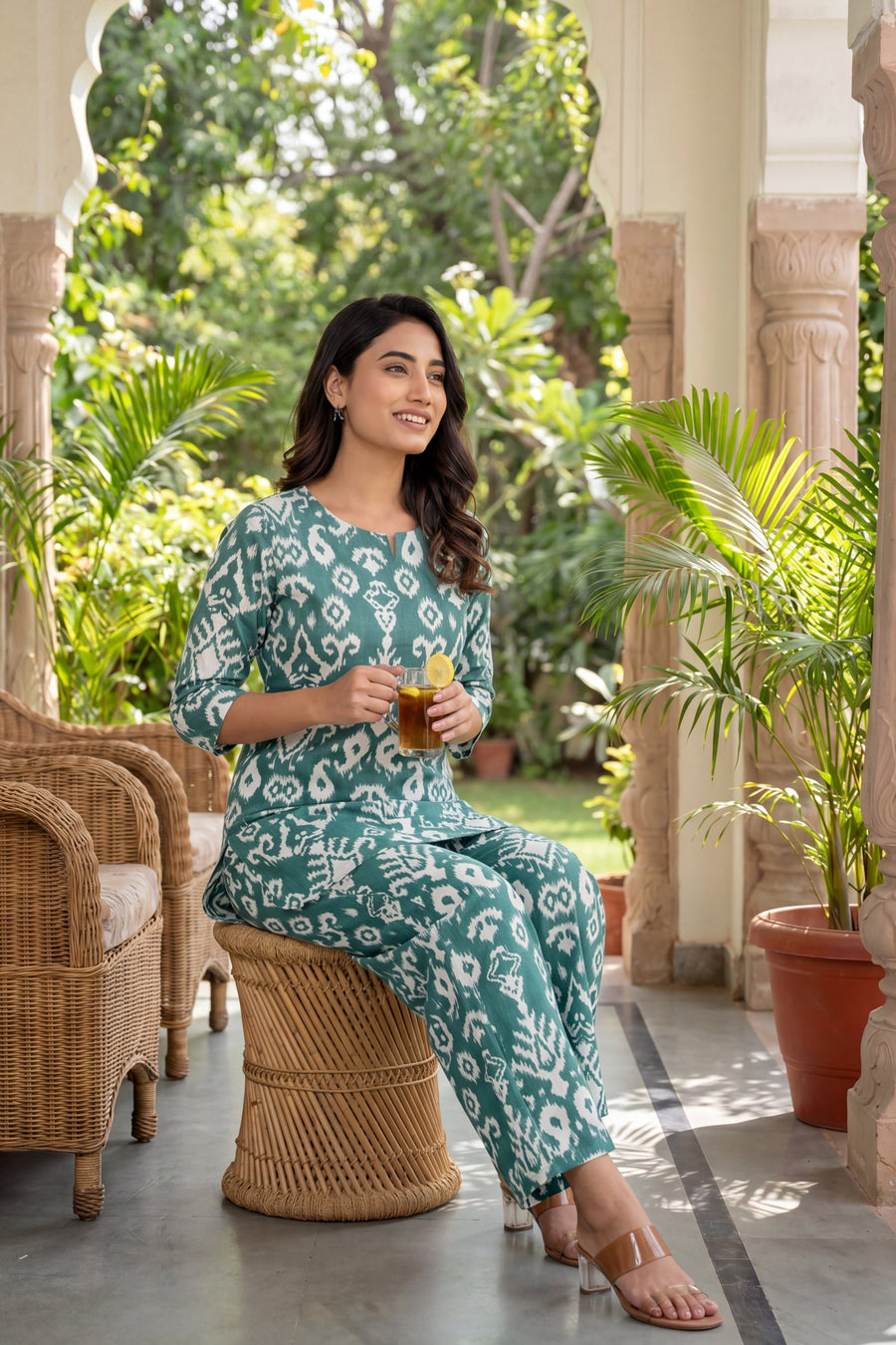 Verdant Hues Abstract Cotton Co-ord Set — image 15