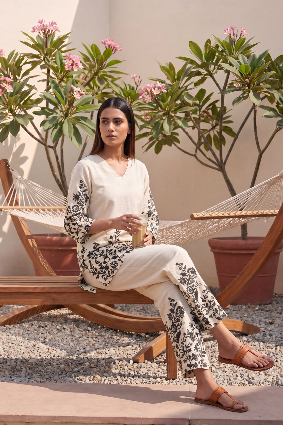 Trail Ivory Floral Embroidered Cotton Co-ord Set — image 9