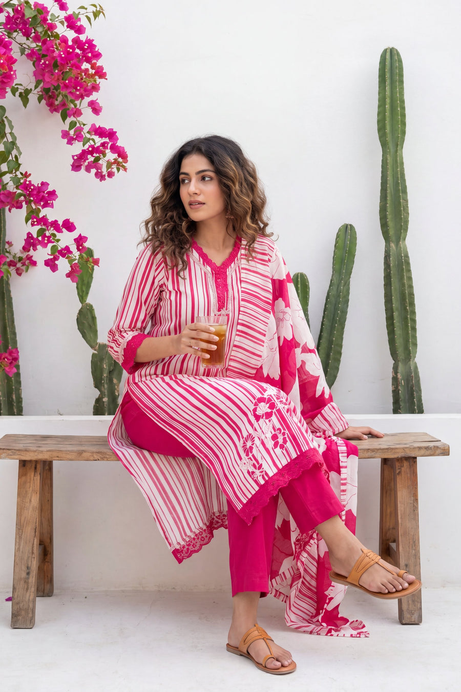 Amber Dusk Striped Floral Cotton Suit Set — image 13