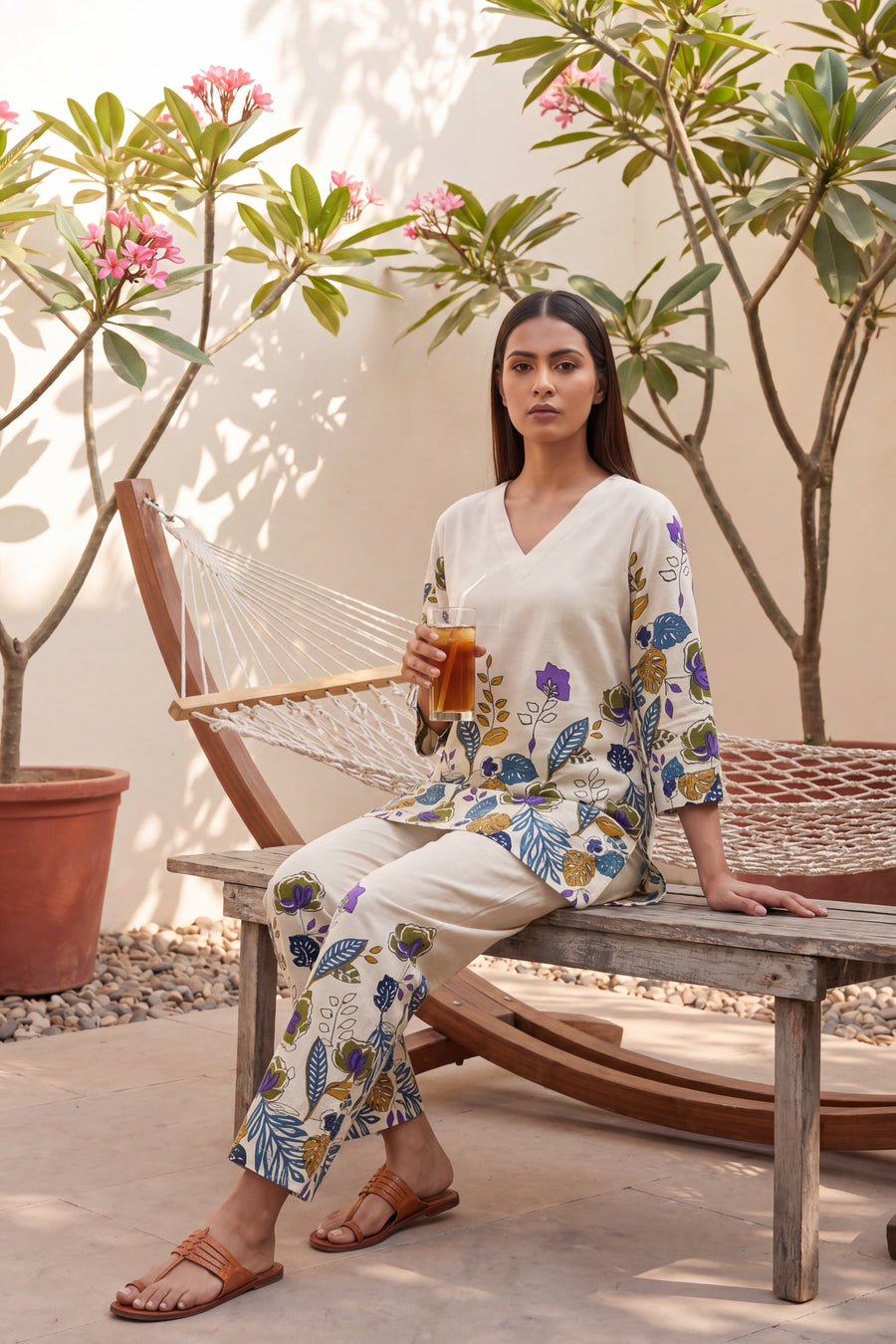 Blush Petal Drift Floral Cotton Suit Set — image 2