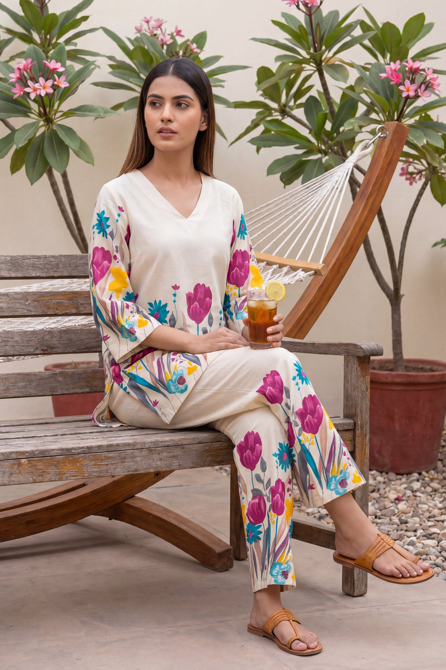 Tulip Garden Ivory Scattered Floral Cotton Co-ord Set — image 10