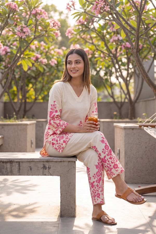 Slate Birch Hollow Geometric Cotton Co-ord Set