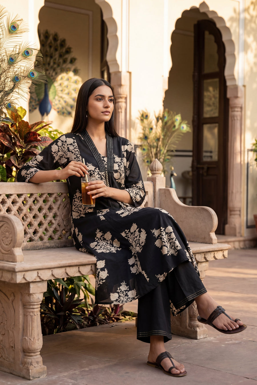Amber Dabu Onyx Floral Cotton Suit Set — image 7