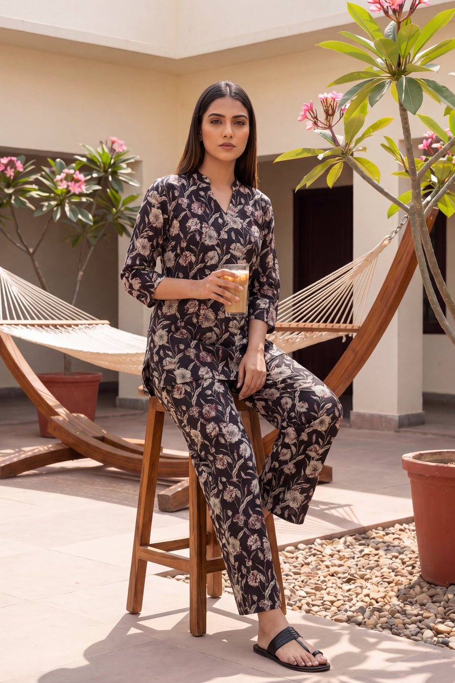 Nocturne Bloom Onyx Floral Cotton Co-ord Set — image 8