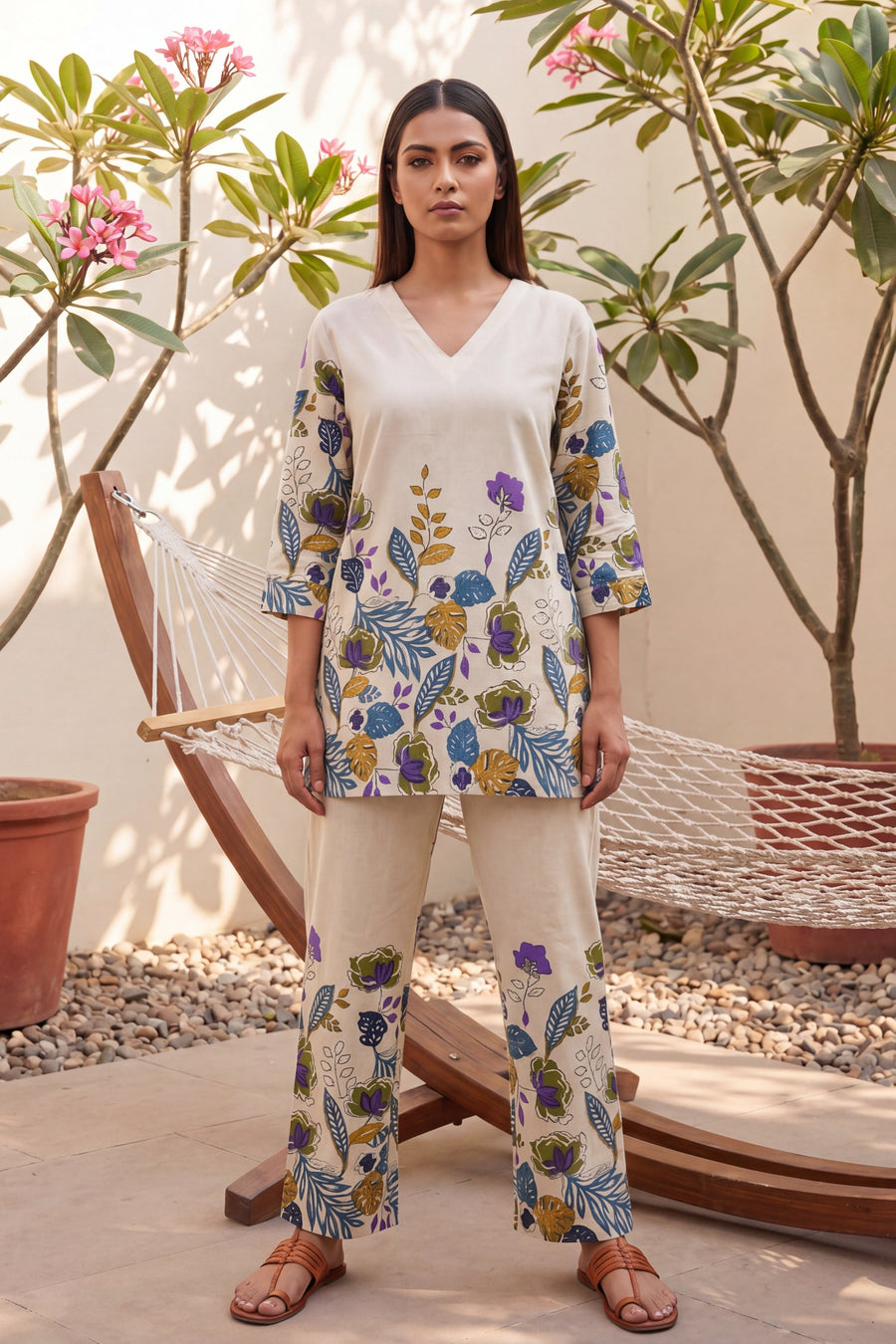 Blush Petal Drift Floral Cotton Suit Set — image 13