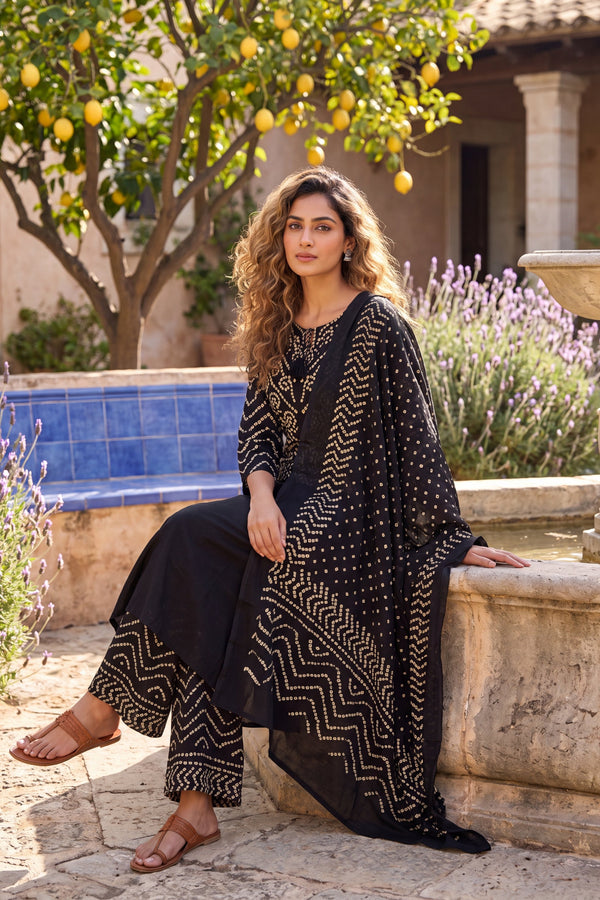 Onyx Market Black Cotton Suit Set