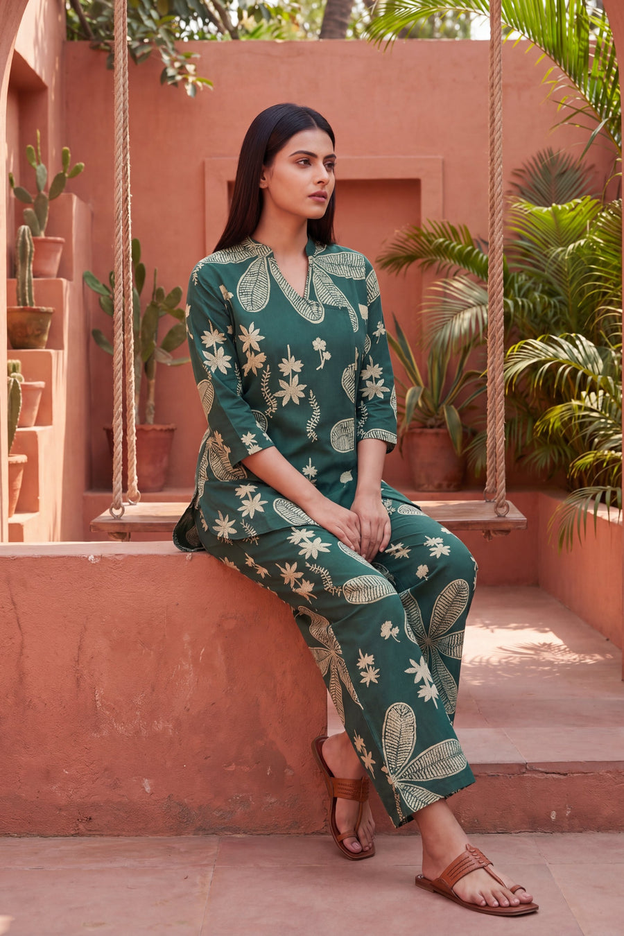 Grove Forest Green Floral Cotton Co-ord Set — image 6