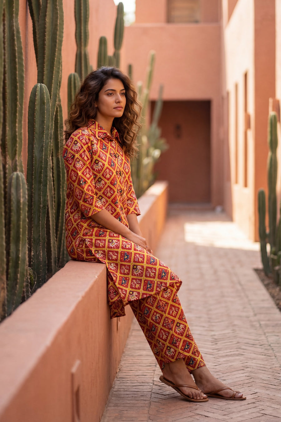 Crimson Ikat Heritage Cotton Co-ord Set — image 15