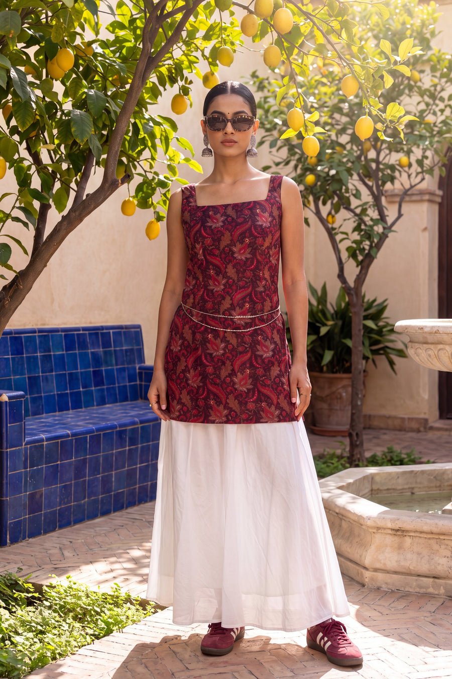 Mulberry Wine Square Neck Cotton Top — image 2