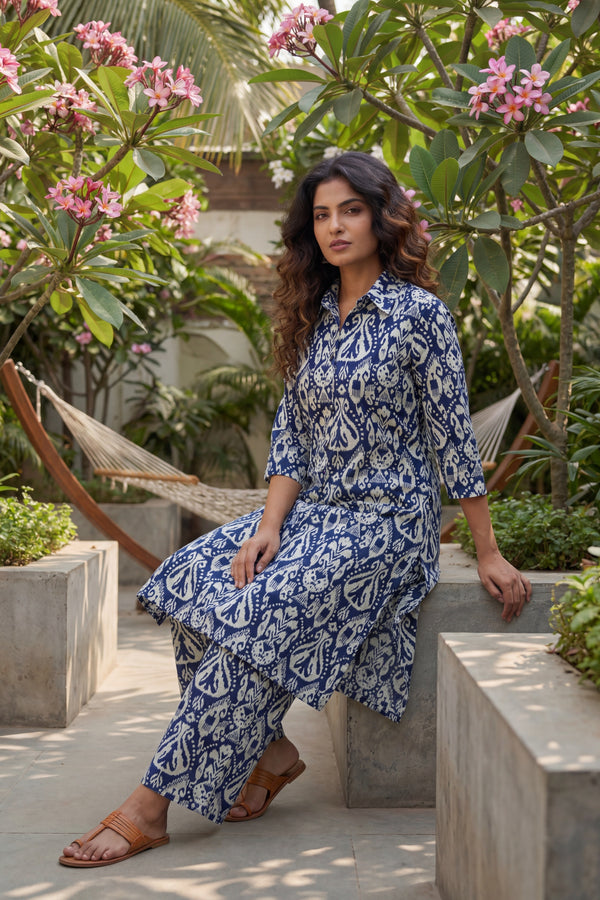 Indigo Damask Navy Cotton Co-ord Set