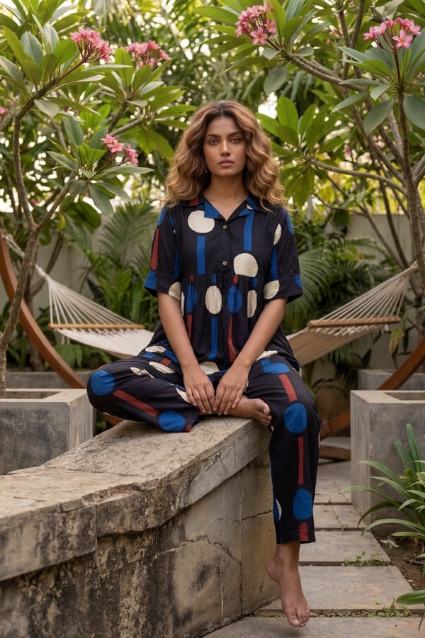Ebony Canvas Black Cotton Co-ord Set