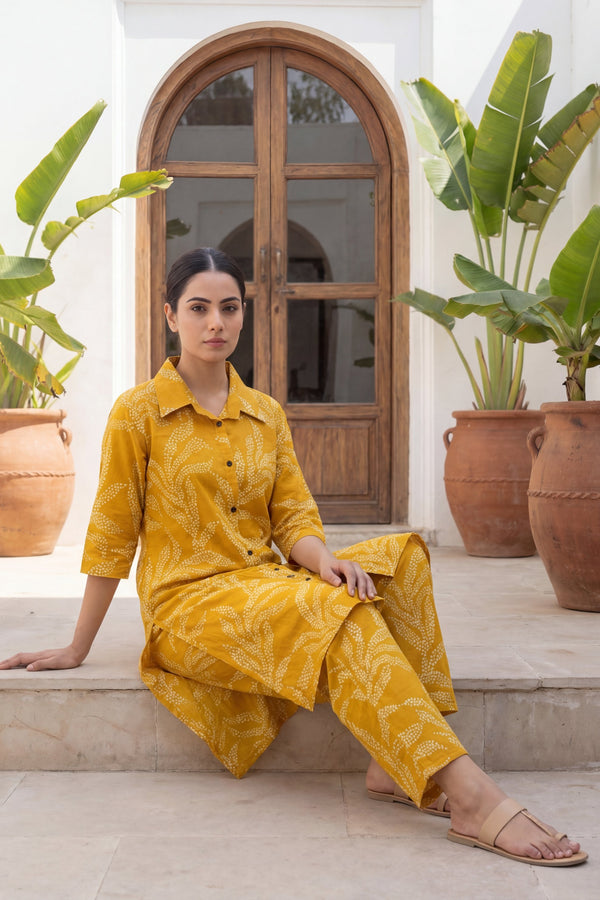 Amber Dabu Vine Print Cotton Co-ord Set