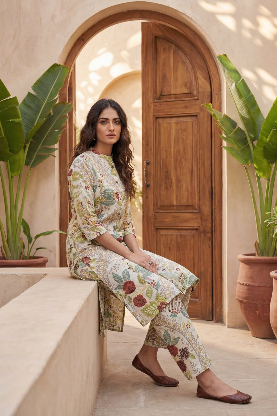 Botanical Garden Ivory Floral Cotton Co-ord Set — image 3