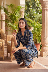 Midnight Reverie Navy Anghrakha Cotton Co-ord Set