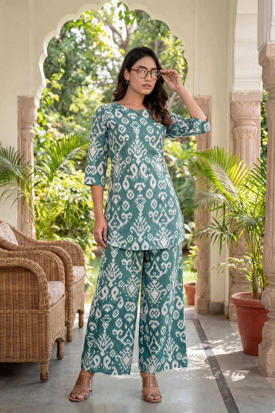 Verdant Hues Abstract Cotton Co-ord Set — image 5