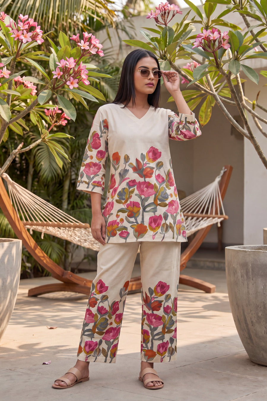Tulip Cascade Ivory Floral Cotton Co-ord Set — image 7